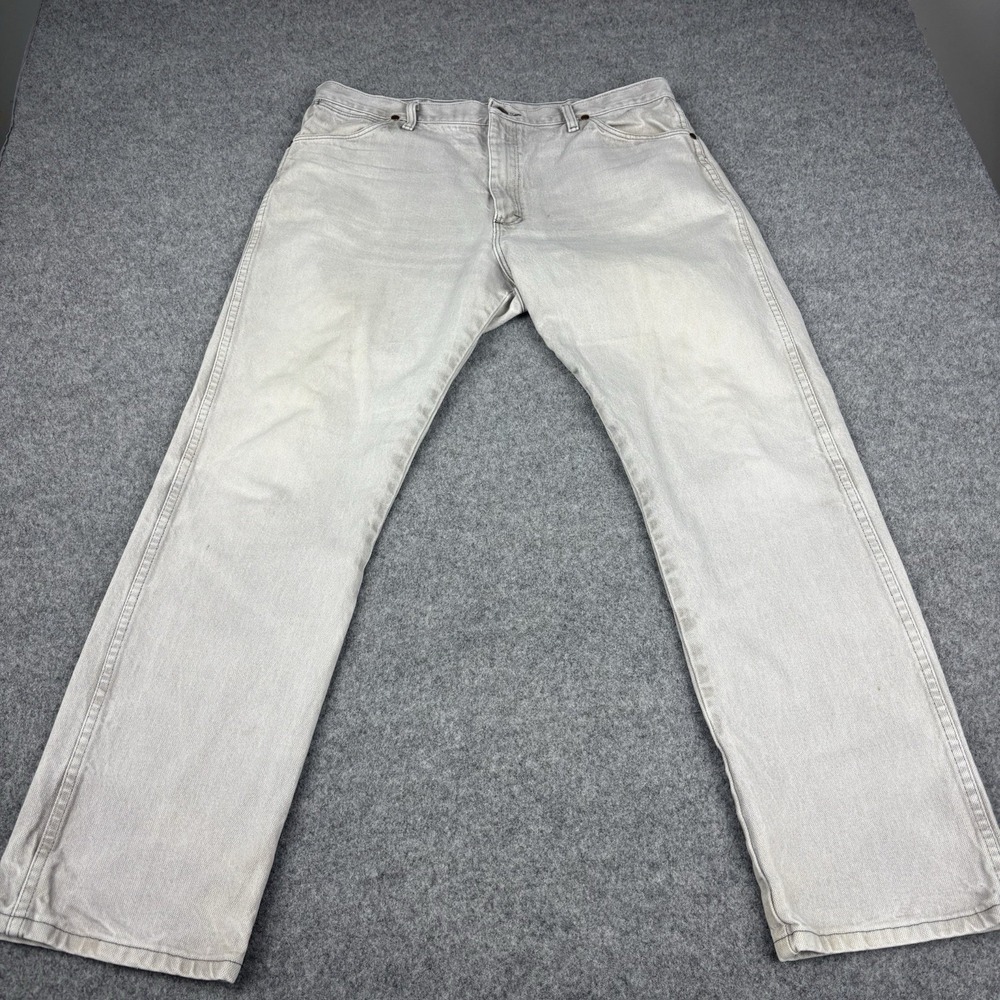 Wrangler 13MWZ Jeans Mens 38x32 Gray Stone Wash Western Cowboy Cut Denim Rodeo